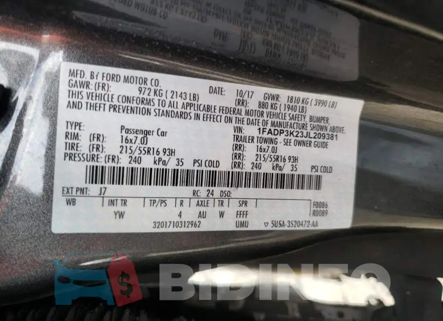 1FADP3K23JL209381 Photo# 10