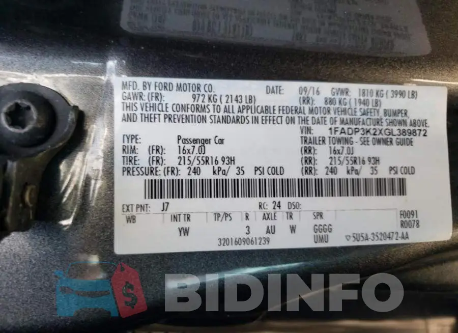 1FADP3K2XGL389872 Photo# 10