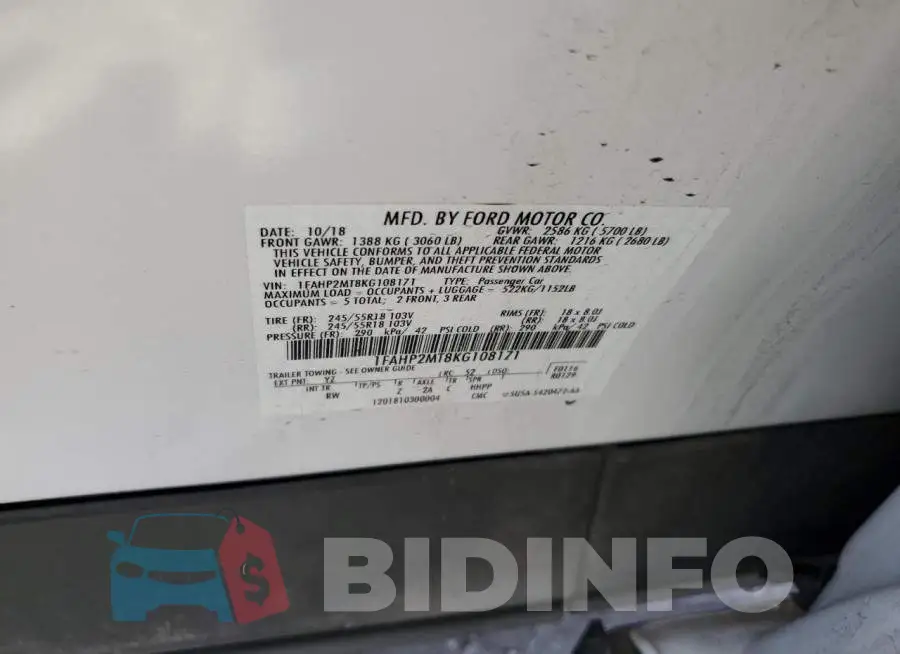 1FAHP2MT8KG108171 Photo# 10