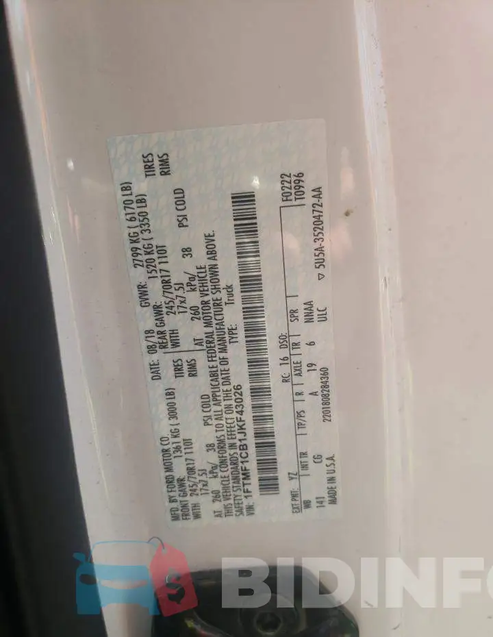 1FTMF1CB1JKF43026 Photo# 10