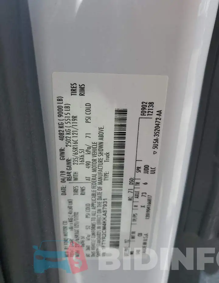 1FTYR2CM4KKA87931 Photo# 10