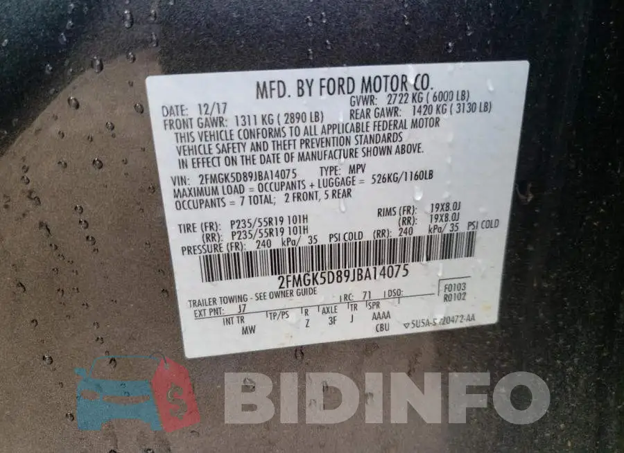 2FMGK5D89JBA14075 Photo# 10