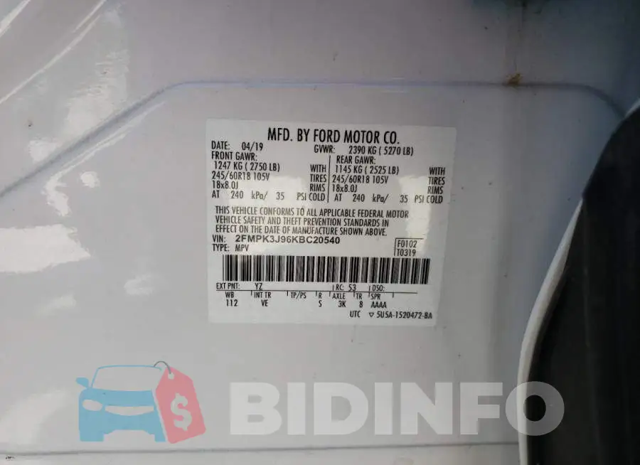 2FMPK3J96KBC20540 Photo# 10