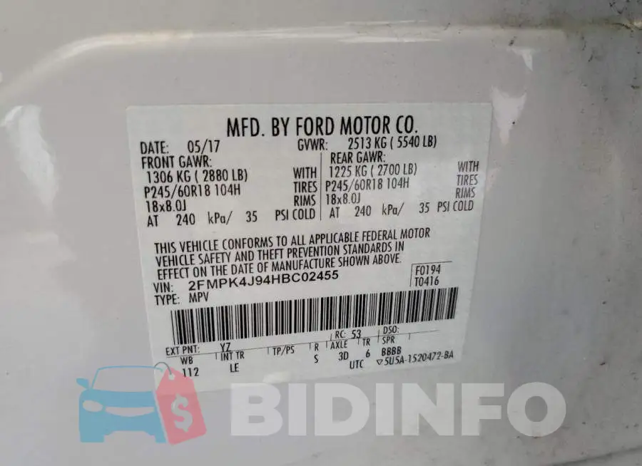2FMPK4J94HBC02455 Photo# 10