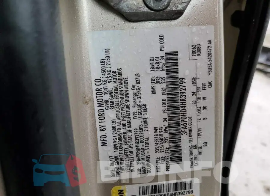 3FA6P0HD4HR392799 Photo# 10