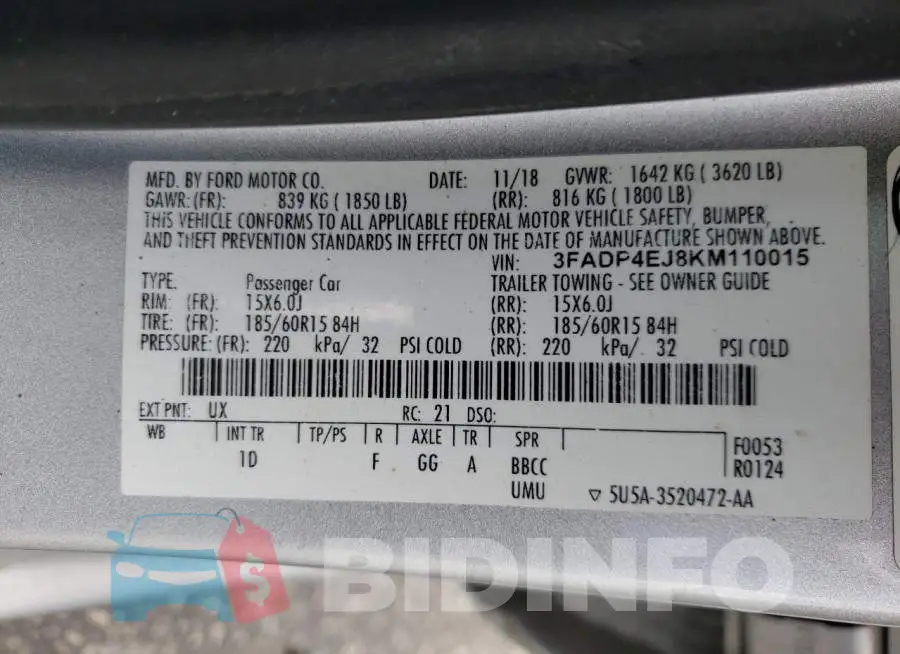 3FADP4EJ8KM110015 Photo# 10