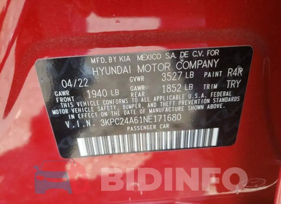 3KPC24A61NE171680 Photo# 10