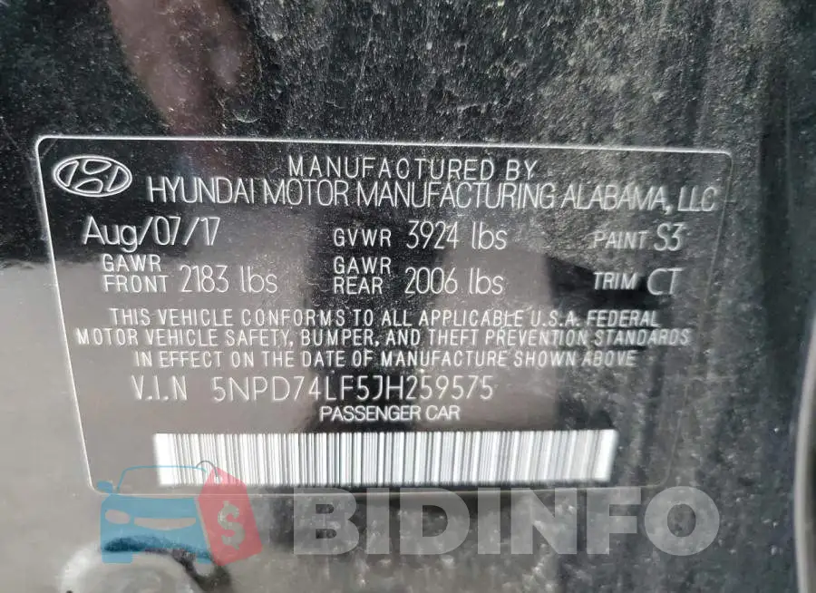 5NPD74LF5JH259575 Photo# 10