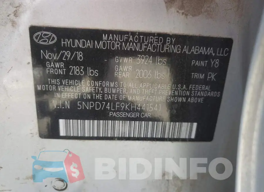 5NPD74LF9KH441541 Photo# 10