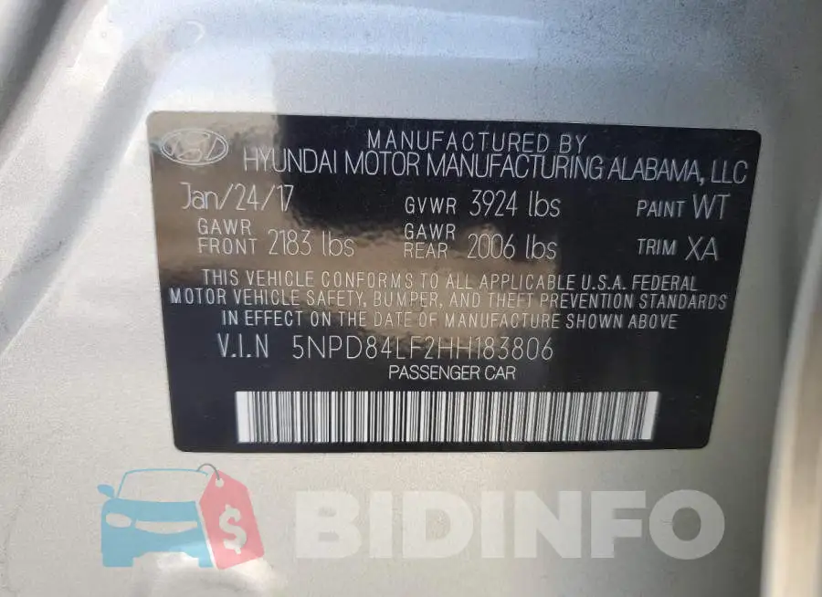 5NPD84LF2HH183806 Photo# 10