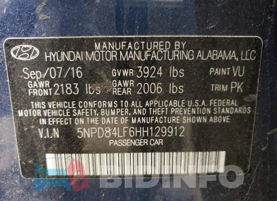 5NPD84LF6HH129912 Photo# 10