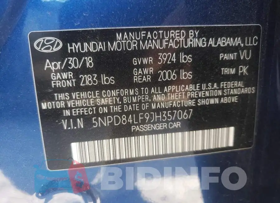 5NPD84LF9JH357067 Photo# 10