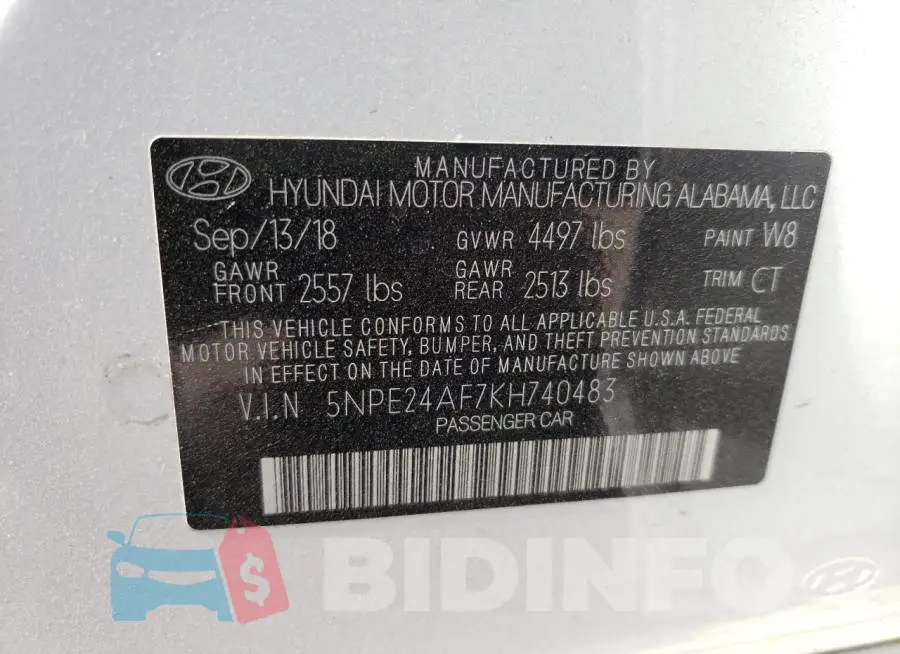 5NPE24AF7KH740483 Photo# 10