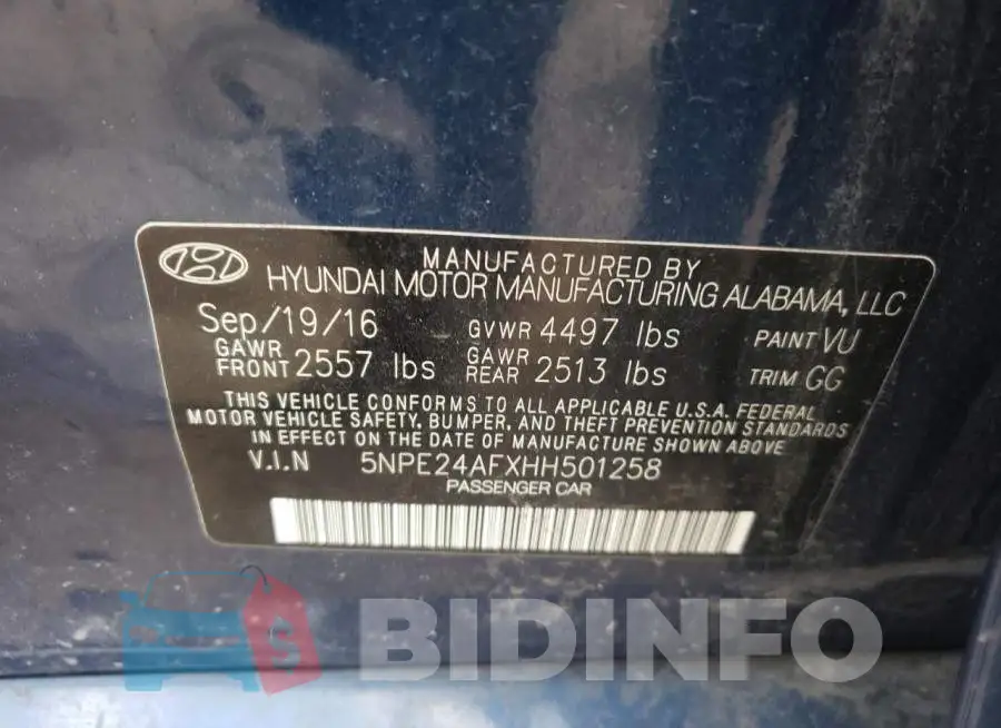 5NPE24AFXHH501258 Photo# 10