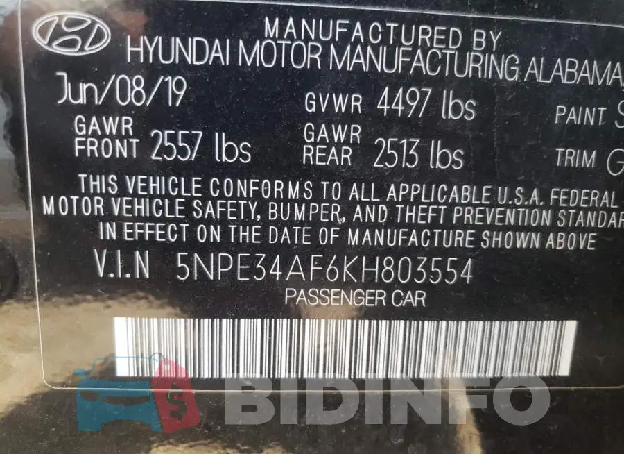 5NPE34AF6KH803554 Photo# 10