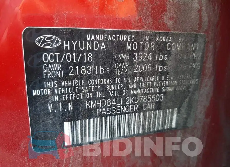 KMHD84LF2KU785503 Photo# 10