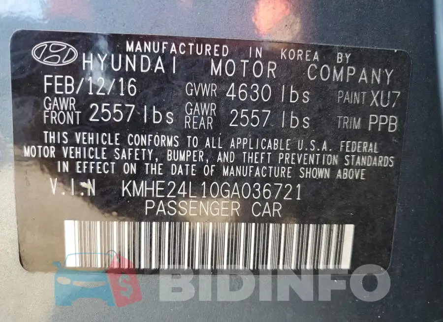 KMHE24L10GA036721 Photo# 10
