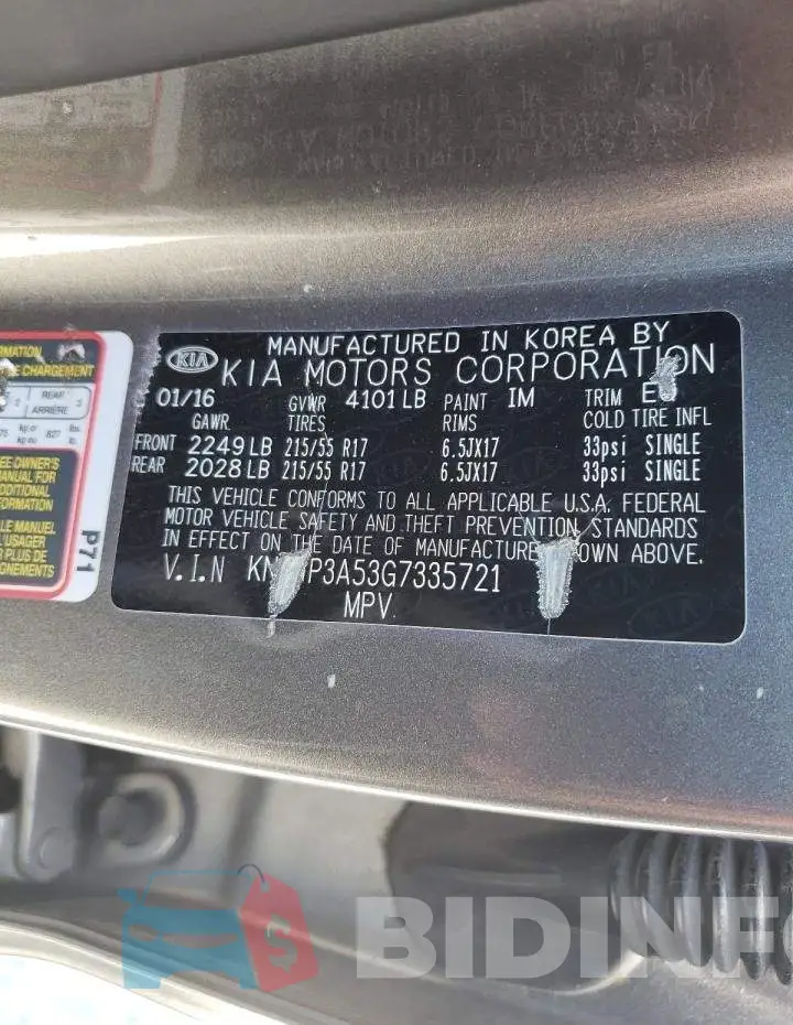 KNDJP3A53G7335721 Photo# 10