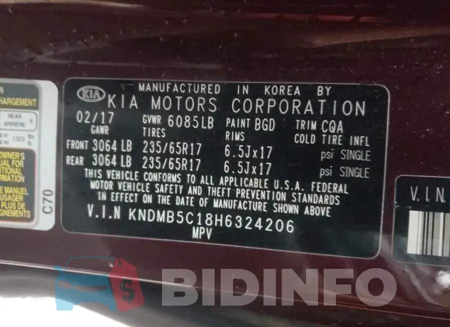 KNDMB5C18H6324206 Photo# 10