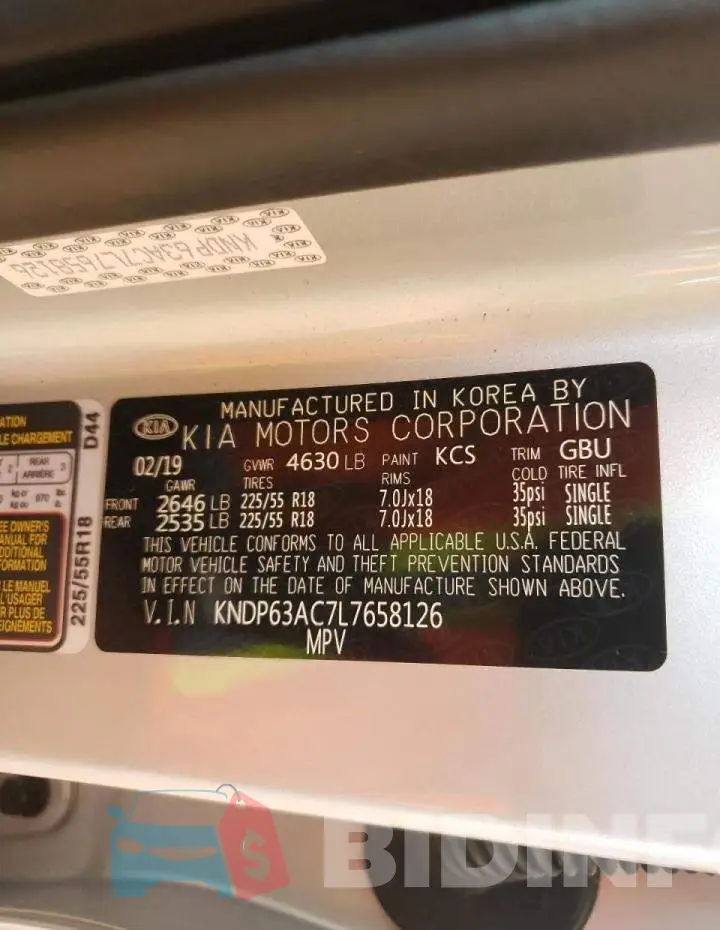 KNDP63AC7L7658126 Photo# 10