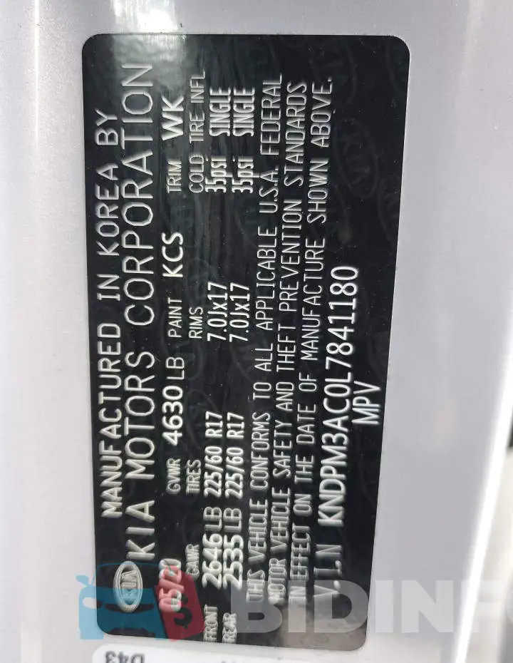 KNDPM3AC0L7841180 Photo# 10