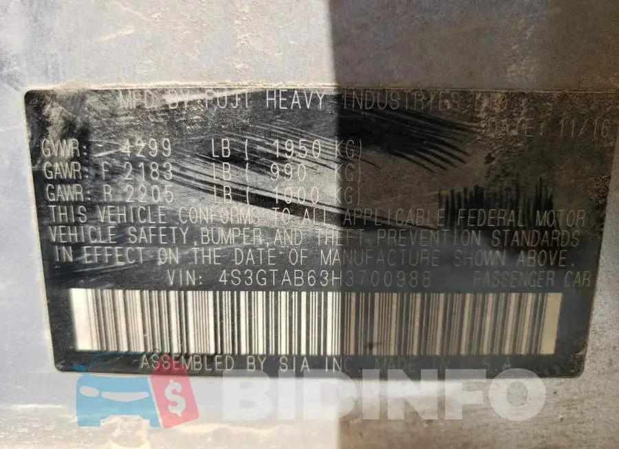 4S3GTAB63H3700988 Photo# 10