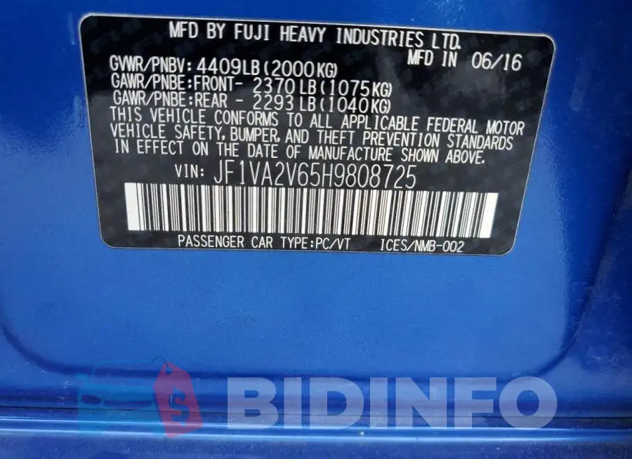 JF1VA2V65H9808725 Photo# 10