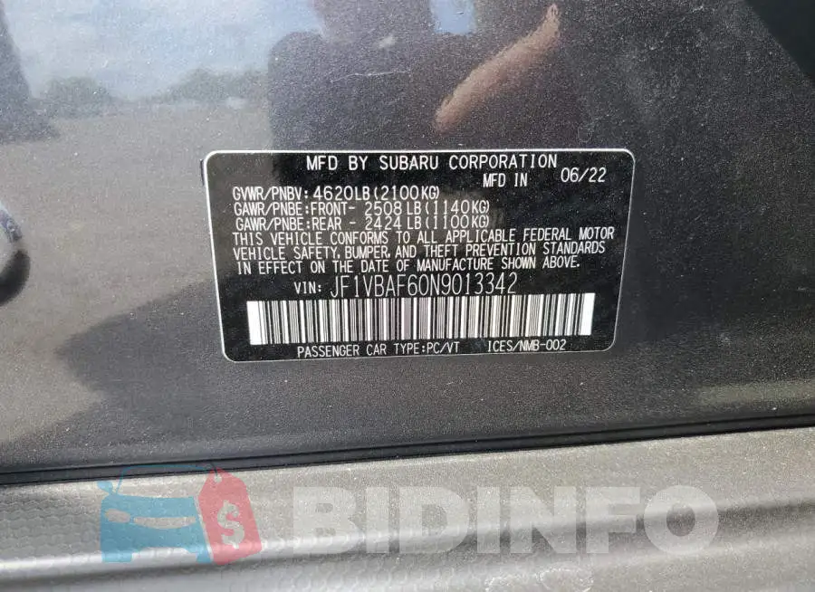JF1VBAF60N9013342 Photo# 10