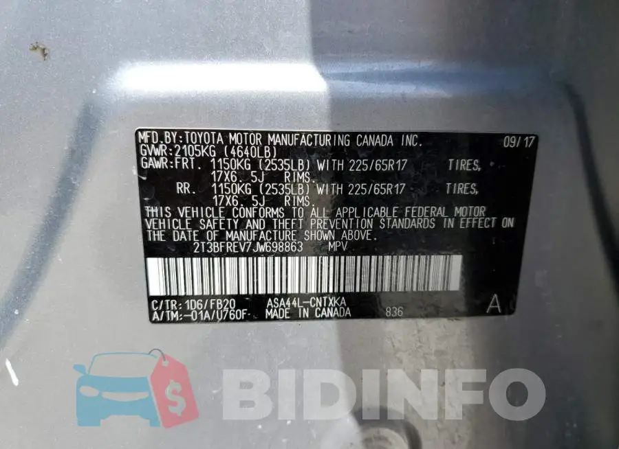 2T3BFREV7JW698863 Photo# 10