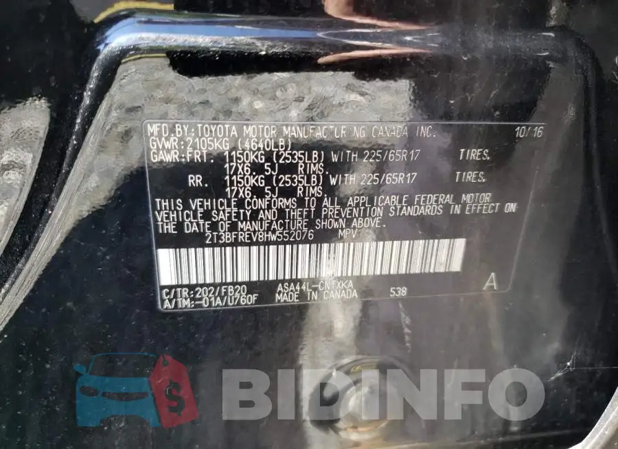 2T3BFREV8HW552076 Photo# 10