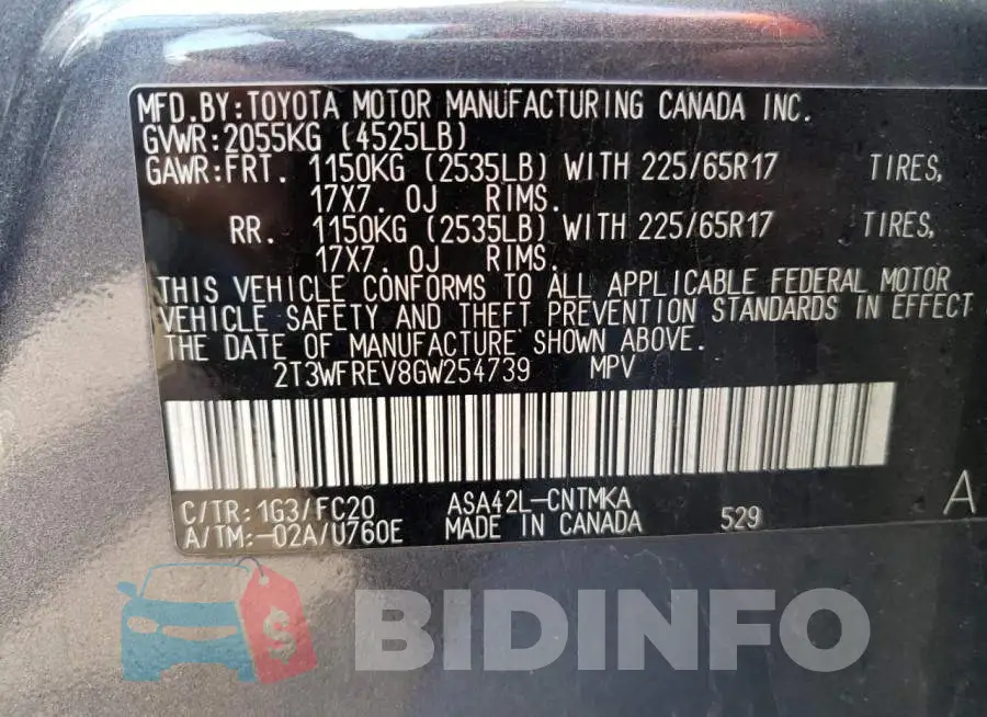 2T3WFREV8GW254739 Photo# 10