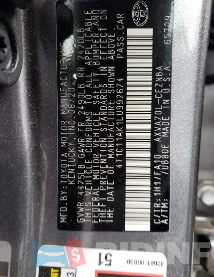 4T1C11AK1LU992674 Photo# 10