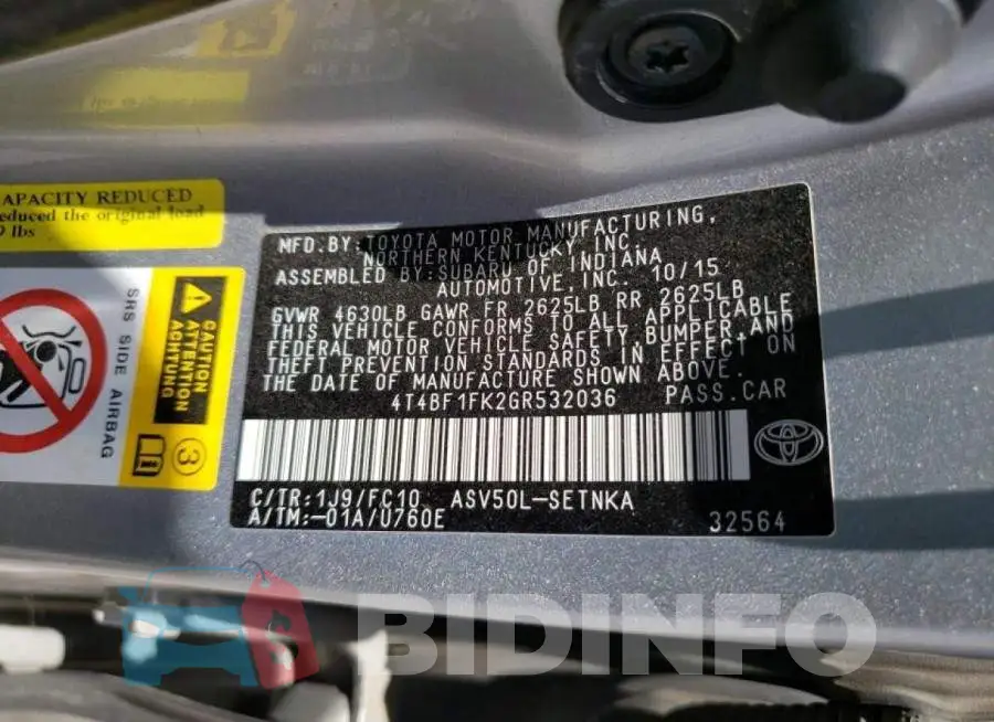 4T4BF1FK2GR532036 Photo# 10