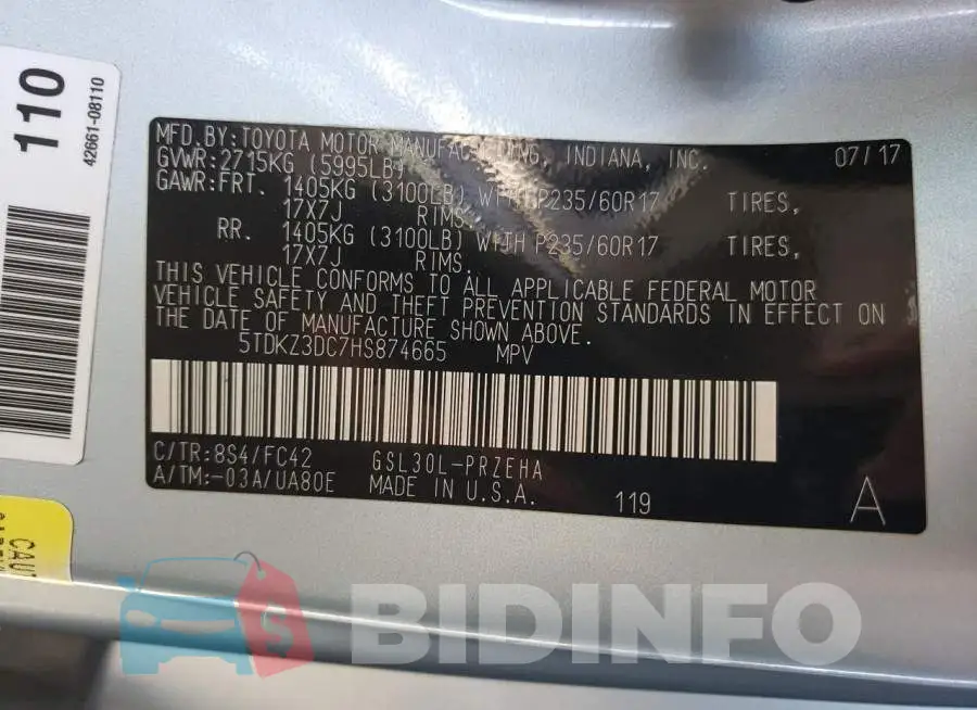 5TDKZ3DC7HS874665 Photo# 10
