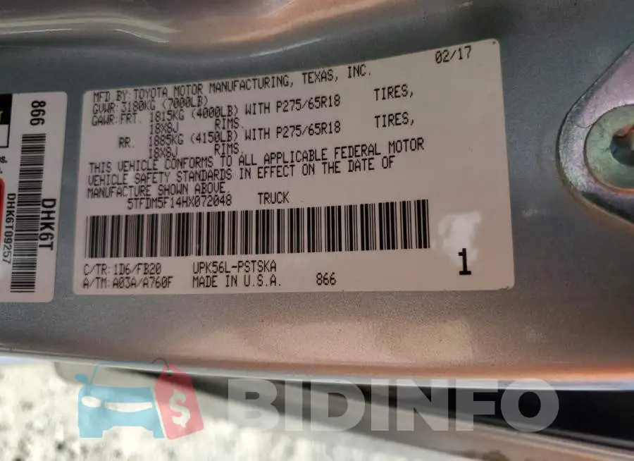5TFDM5F14HX072048 Photo# 10