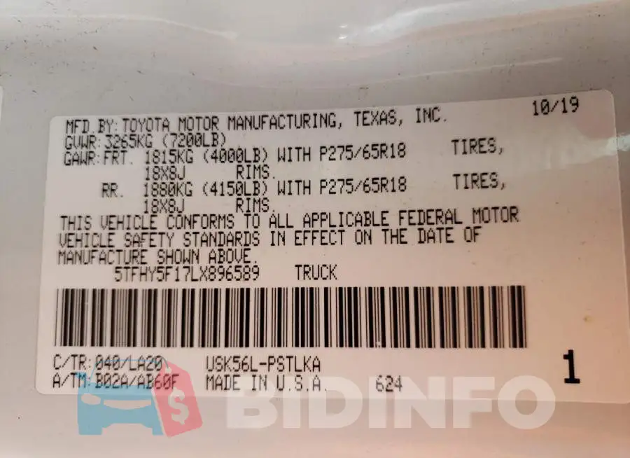 5TFHY5F17LX896589 Photo# 10