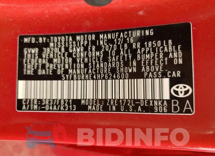 5YFBURHE4HP624600 Photo# 10