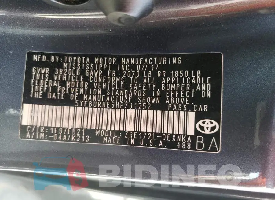 5YFBURHE5HP731252 Photo# 10