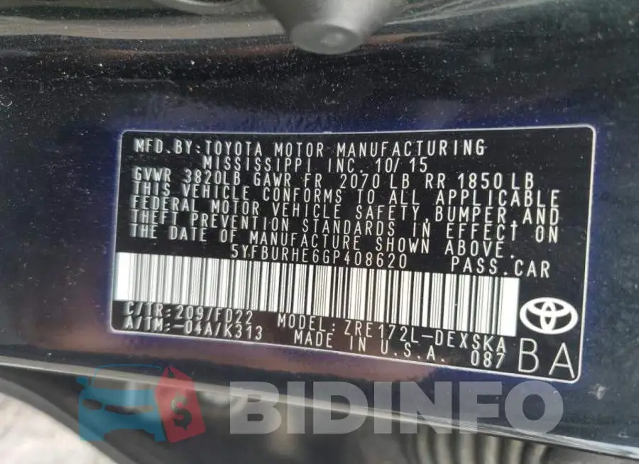 5YFBURHE6GP408620 Photo# 10
