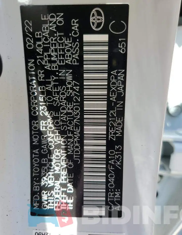 JTDDPMAE7N3012747 Photo# 10