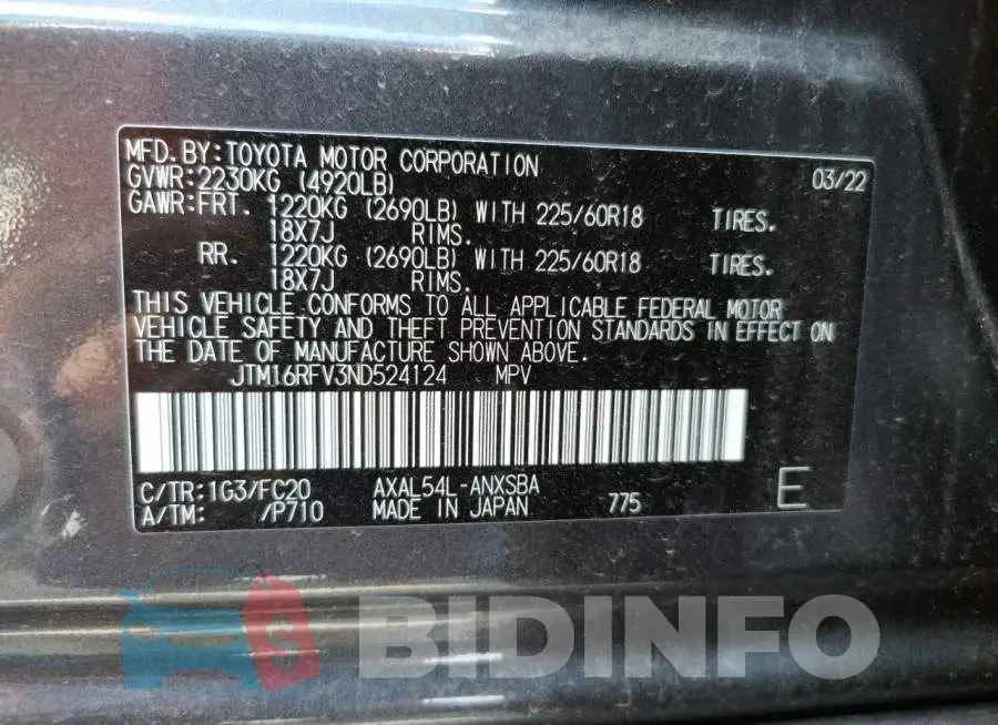 JTM16RFV3ND524124 Photo# 10