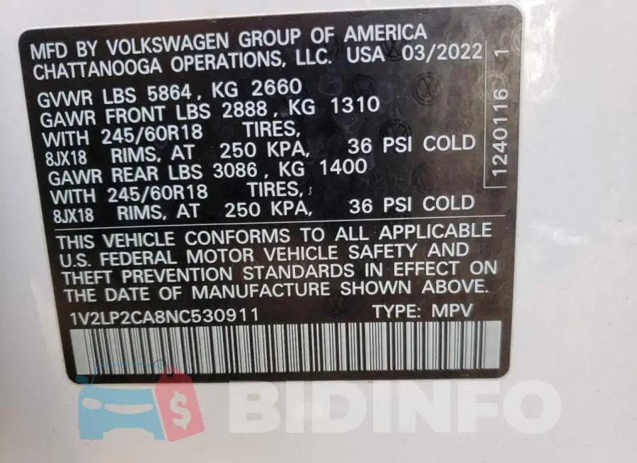 1V2LP2CA8NC530911 Photo# 10