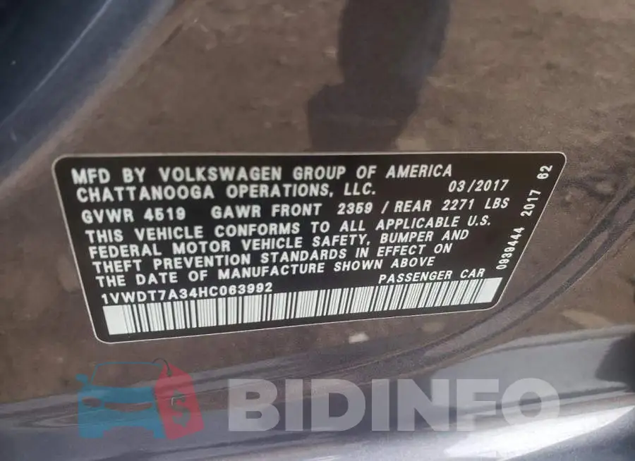 1VWDT7A34HC063992 Photo# 10