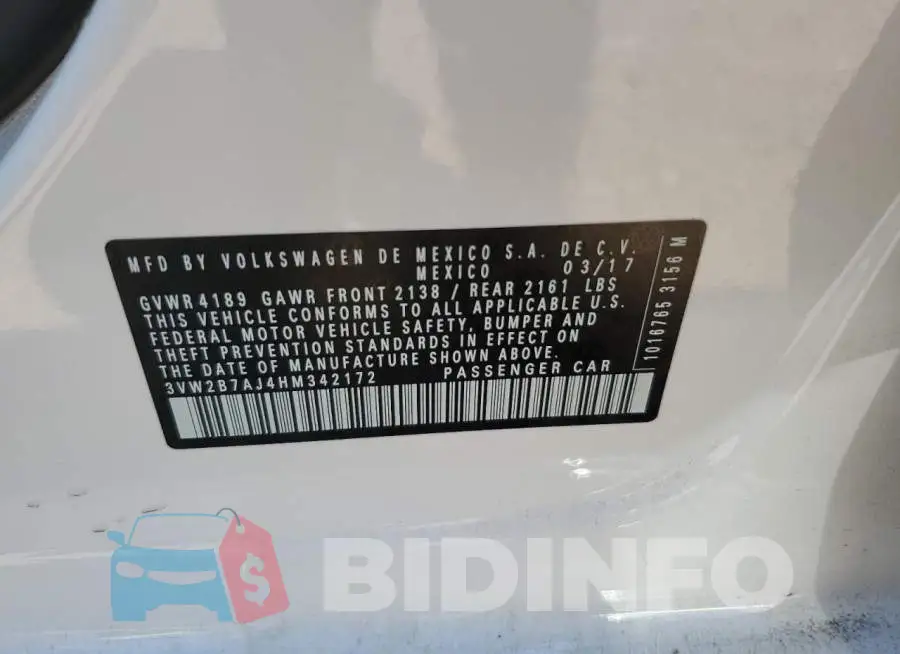 3VW2B7AJ4HM342172 Photo# 10