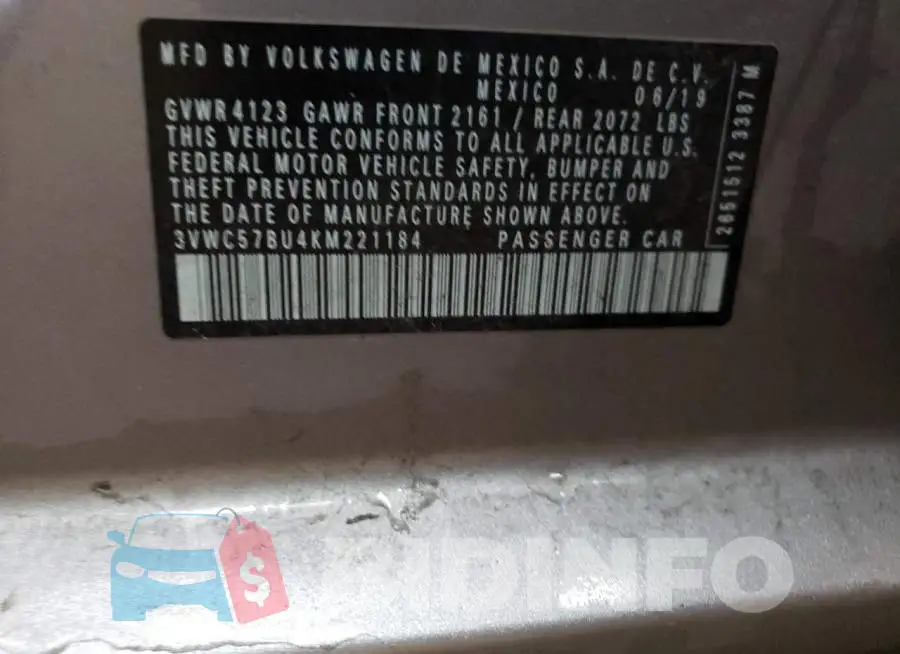 3VWC57BU4KM221184 Photo# 10