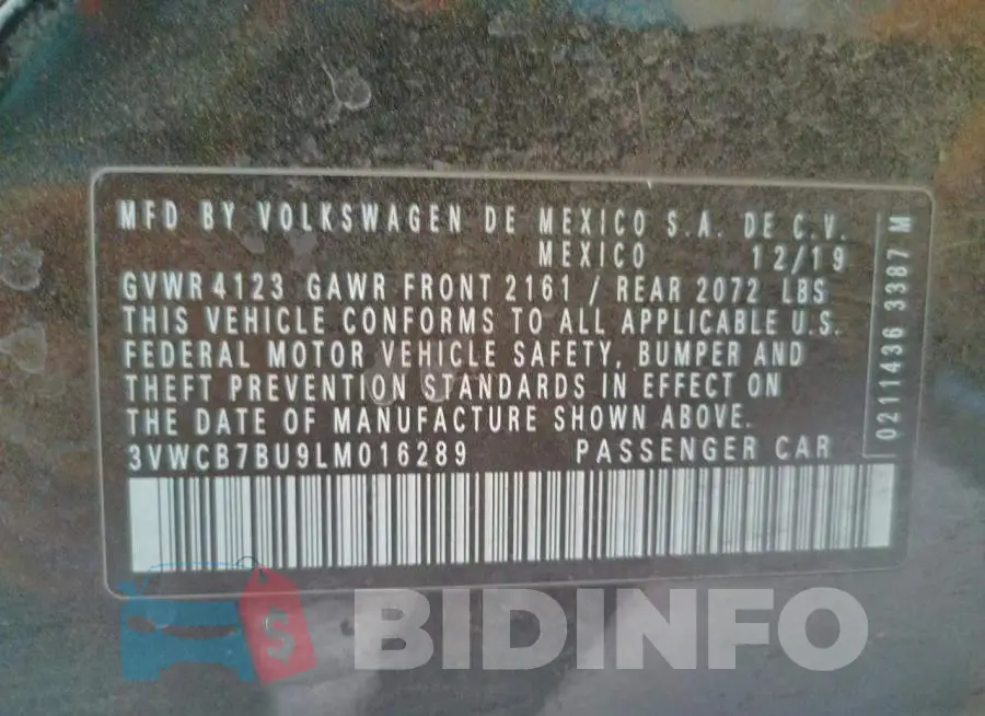 3VWCB7BU9LM016289 Photo# 10