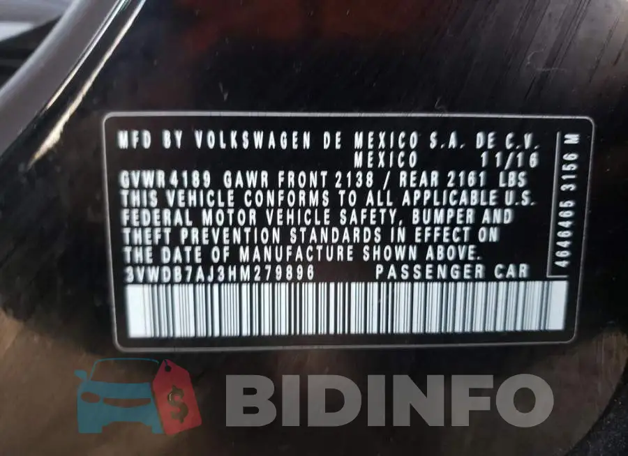 3VWDB7AJ3HM279896 Photo# 10