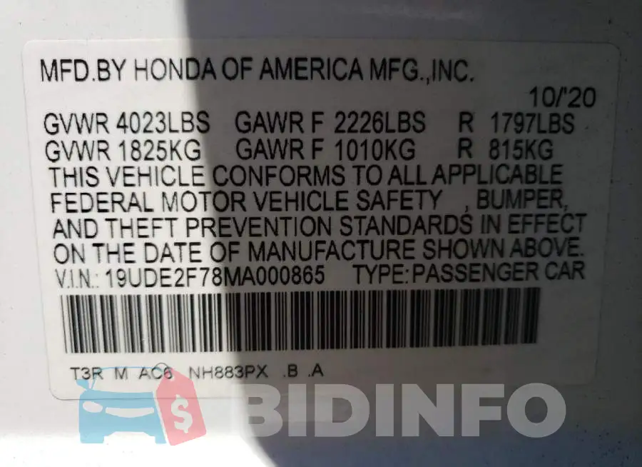 19UDE2F78MA000865 Photo# 10