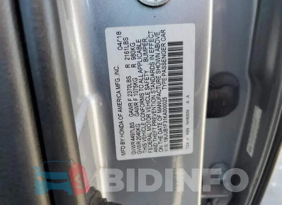 19UUB1F31KA000025 Photo# 10