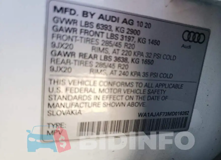 WA1AJAF73MD016262 Photo# 10